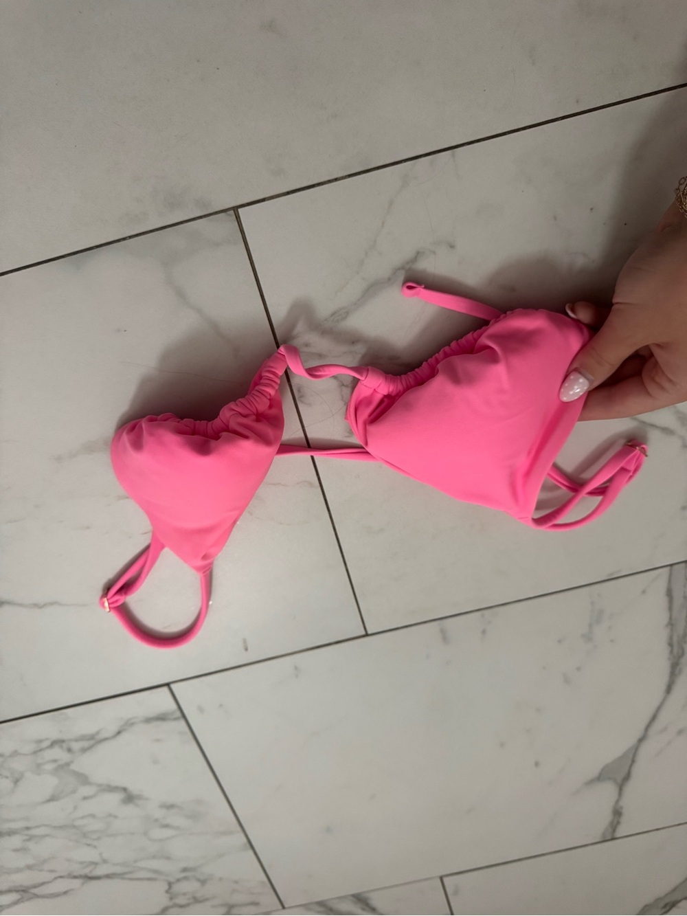 Girls' Bright Pink Triangle Bikini Top - Kids Swim